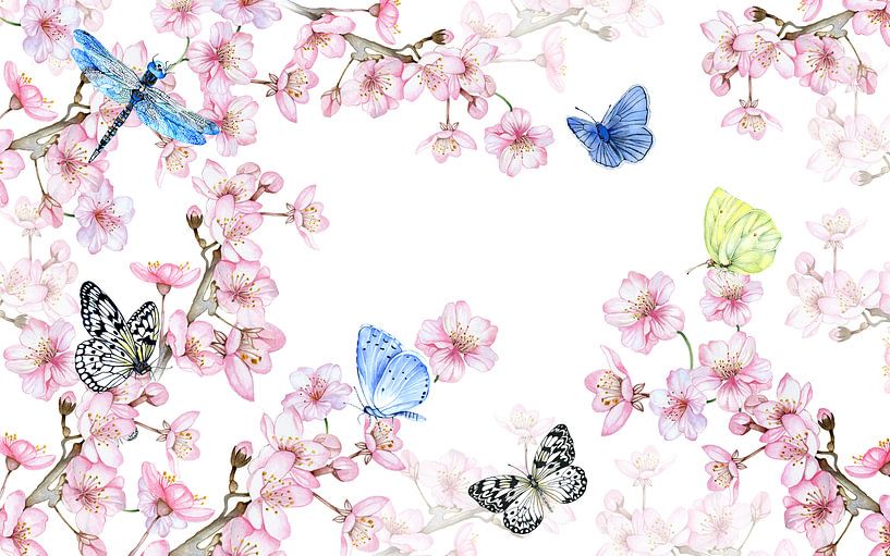 Blossom twigs butterflies by Geertje Burgers