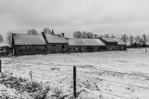 Paysage de neige en noir et blanc