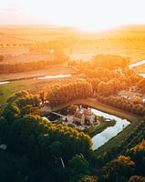 Schloss Wedde in Groningen mit Sonnenuntergang