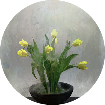 Dromerig .poetisch stilleven met gele tulpen . van Saskia Dingemans Awarded Photographer