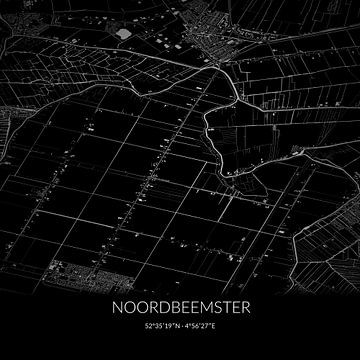 Zwart-witte landkaart van Noordbeemster, Noord-Holland. van Rezona