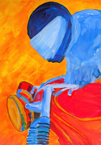 Motorradrennen 1 – Acrylgemälde von JBJart Justyna Jaszke