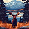 Un élan majestueux dans une nature sauvage et montagneuse sur Steinfox Art
