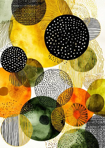 Abstractie modern schilderij vormen en kleuren