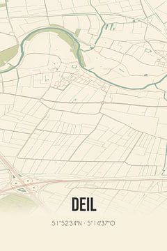 Vintage map of Deil (Gelderland) by Rezona