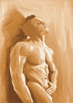 Man fitness aarde geel van Krista Kitsz Art