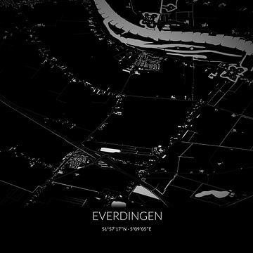 Black-and-white map of Everdingen, Utrecht. by Rezona