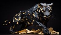Black panther origami gold-black panorama