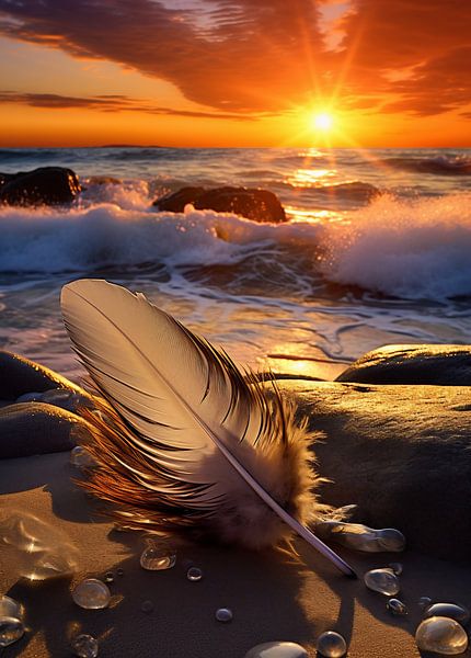 Feder am Strand von fernlichtsicht