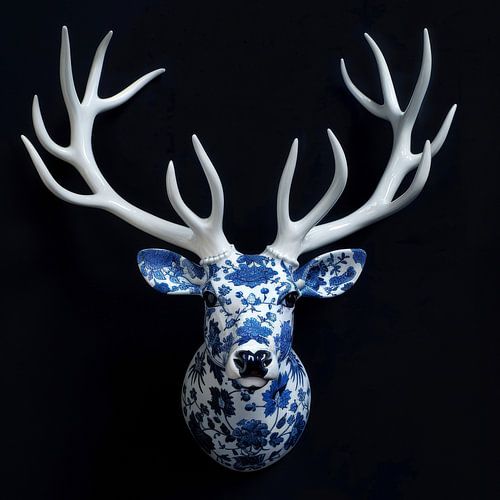 Delft Blue Deer Wall Mount