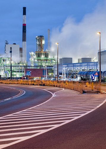 Petrochemical production plant with graphic road marks, Antwerp 2