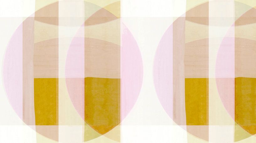 Mid Century Bauhaus Shapes Pink Ochre Pastel by FRESH Fine Art