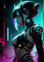 Cyborg Anime Meisje Cyberpunk Stijl