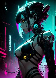 Cyborg Anime Girl Cyberpunk Style