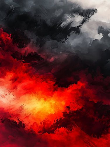 Stormwolken met gloeiend vuur