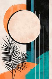 Geometric composition with sun and palm leaf by Poster Art Shop