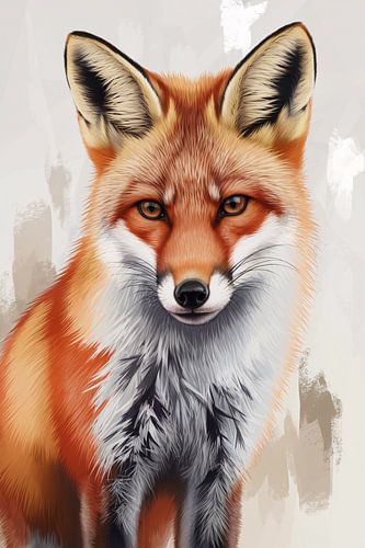 Levendig vosportret met textuur