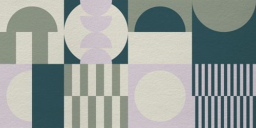 Abstracte geometrische moderne kunst in roze, groen en beige