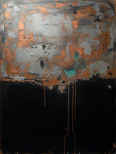 Abstrakte Industriemalerei: Gemischte Medien mit verwitterten Texturen