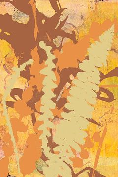 Abstrakte botanische Boheme. Eine moderne, schicke Mischung aus Farnen, Bambus und Eukalyptus in Gel von Dina Dankers