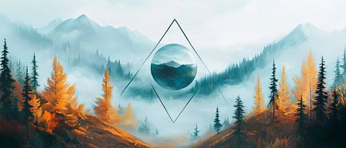 Mystische Berglandschaft mit Kugel