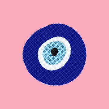 Evil eye | Griekse kunst color blocking van Romy Smit