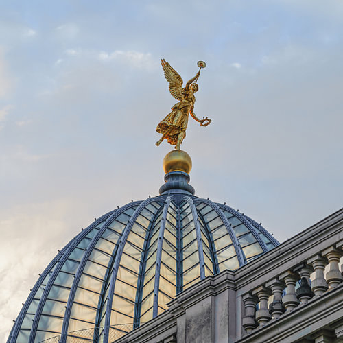 The golden angel above the Lipsius Building