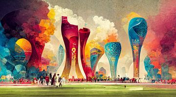 Illustratie van het wereldkampioenschap voetbal in Qatar 2022 02 van Animaflora PicsStock