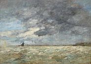 Zeegezicht met vissersboten, Eugène Louis Boudin van Meesterlijcke Meesters thumbnail