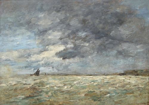 Zeegezicht met vissersboten, Eugène Louis Boudin