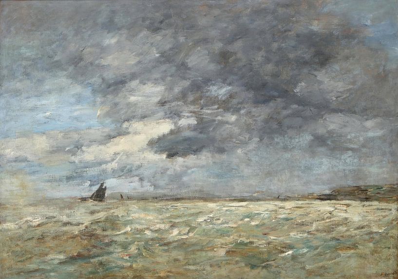 Zeegezicht met vissersboten, Eugène Louis Boudin van Meesterlijcke Meesters