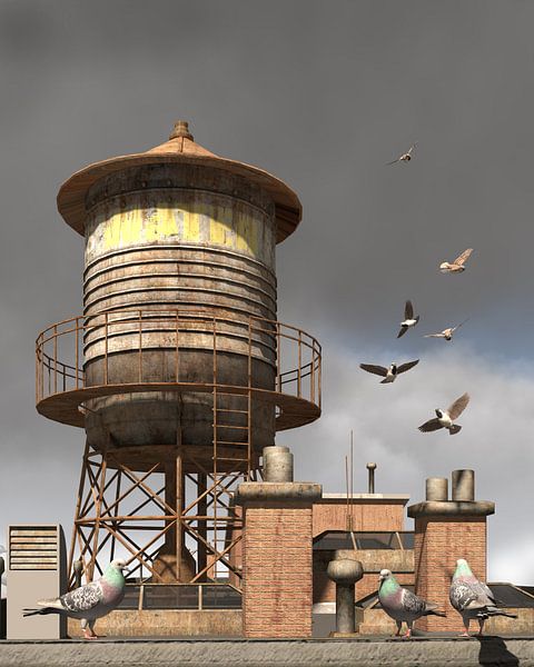 Wasserturm auf dem Dach von peter