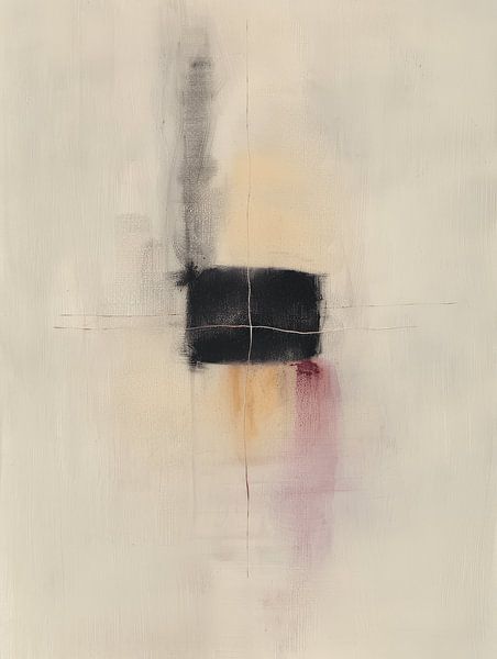 Minimalisme, modern abstract in pastelkleuren en zwart van Japandi Art Studio