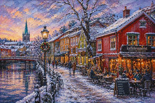 Trondheim in Noorwegen schilderij.