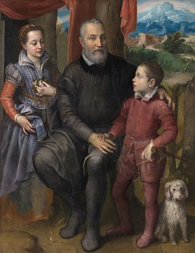 Portretgroep met de vader van de kunstenaar, Sofonisba Anguissola