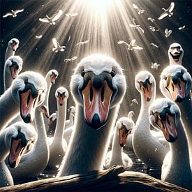 Group of grinning Swans von Eric Nagel