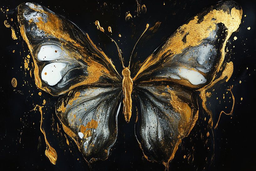Abstracte vlinder op zwarte achtergrond van Art & Soul Creations