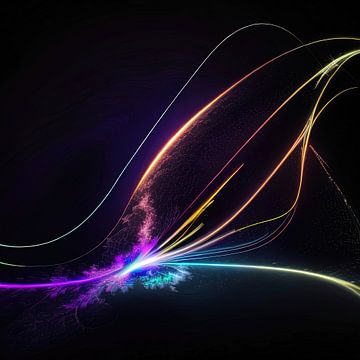 Gekleurde lijn fractal van Leo Luijten