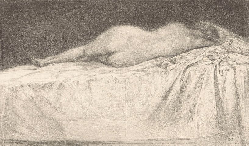 Simon Moulijn, Femme nue allongée sur un lit, 1920 par Atelier Liesjes