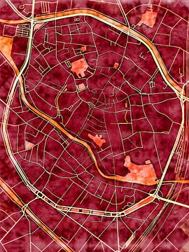 Kaart van Mechelen centrum in de stijl 'Amber Autumn' van Maporia