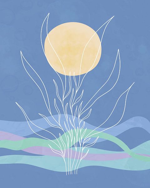 Blue waves minimalist illustration by Tanja Udelhofen