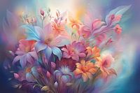 Prachtige bloemen in pastelkleuren Blauw Oranje Roze Paars