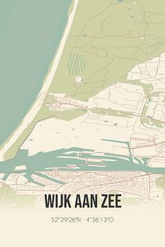 Vintage landkaart van Wijk aan Zee (Noord-Holland) van Rezona