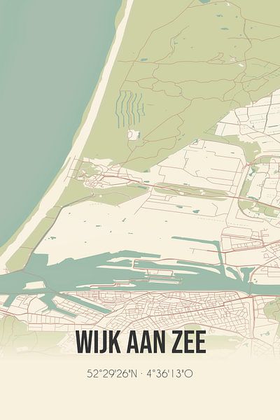 Vieille carte de Wijk aan Zee (Hollande du Nord) par Affiches de lieux