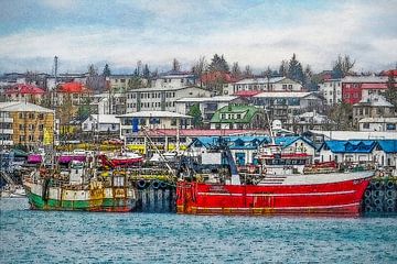 De haven van Hafnarfjordur, IJsland
