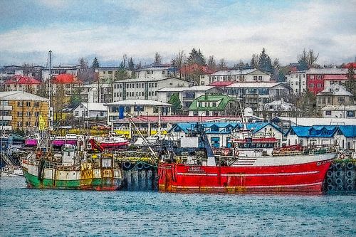 De haven van Hafnarfjordur, IJsland