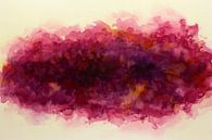 Paarse mist (abstract aquarel schilderij vloeibaar verf inkt mengen wolk roze geel vrouwelijk mooie) van Natalie Bruns thumbnail