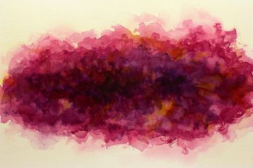 Paarse mist (abstract aquarel schilderij vloeibaar verf inkt mengen wolk roze geel vrouwelijk mooie) van Natalie Bruns
