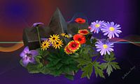 3d-illustratie, Sillleben, zomerbloemen.