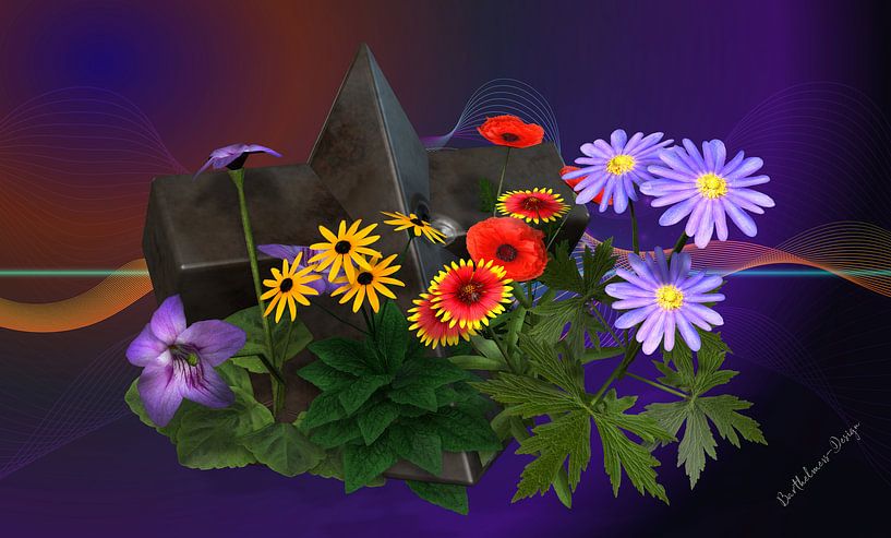 3d-illustration, Sillleben, summer flowers . by Norbert Barthelmess